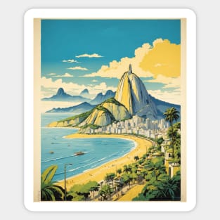 Rio de Janeiro Brazil Vintage Tourism Travel Poster Art Sticker